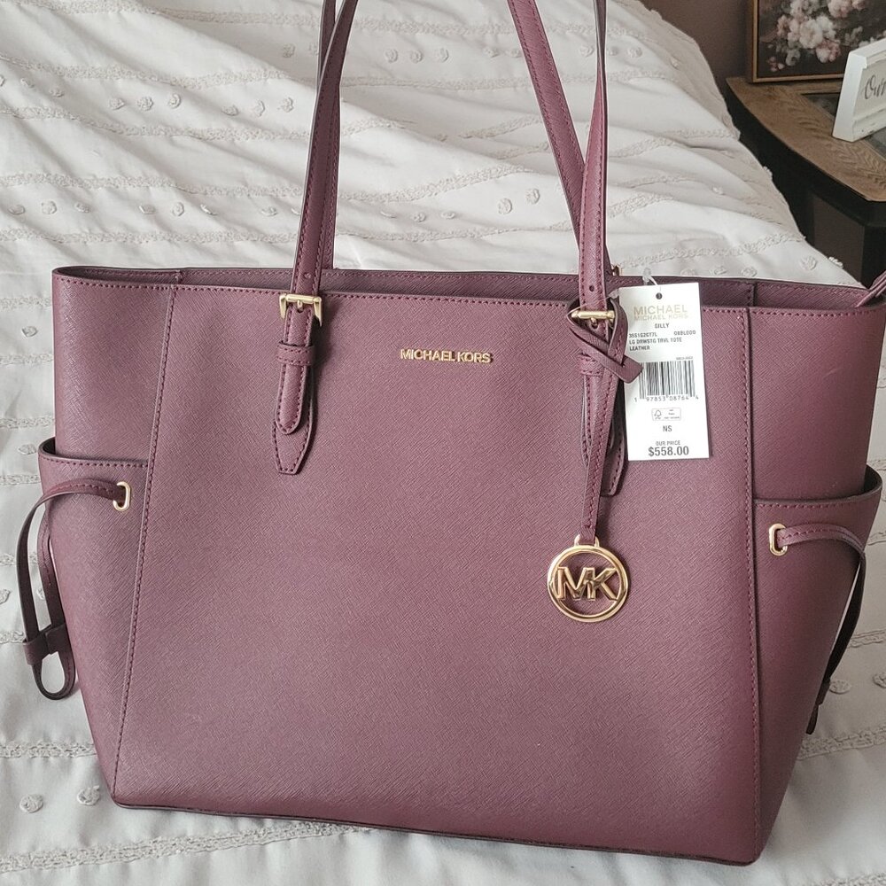 FLASH SALE NWT Michael Kors Leather Drawstring Travel Tote